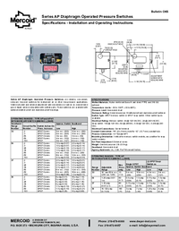 Thumbnail of document Manual - AP Diaphragm Operated Pressure Switches